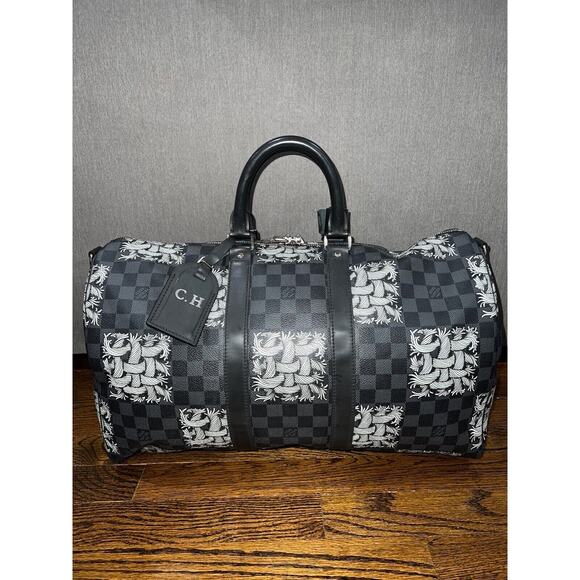 Louis Vuitton Keepall Bandouliere 45 Damier Nemeth White Rope Weekend Travel Bag - Picture 2 of 9